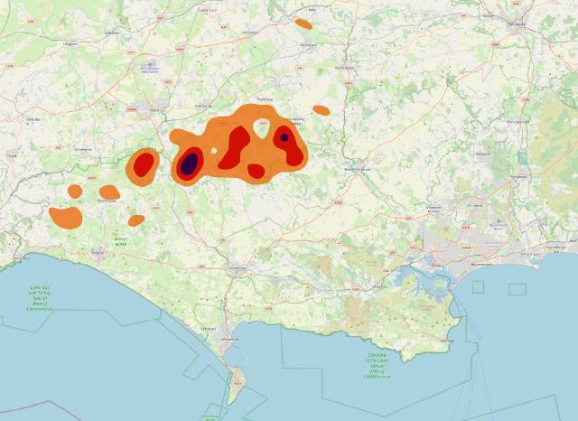 Heatmap of missing PRoWs