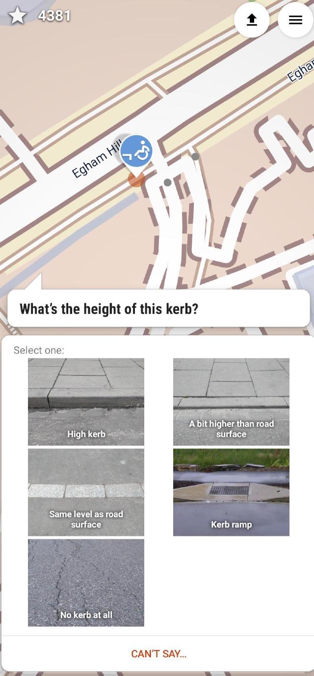 Adding kerb height data using the StreetComplete app