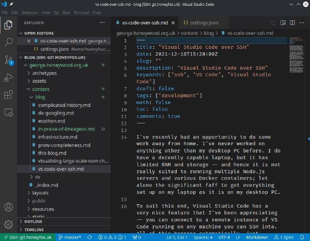 VS Code being used remotely